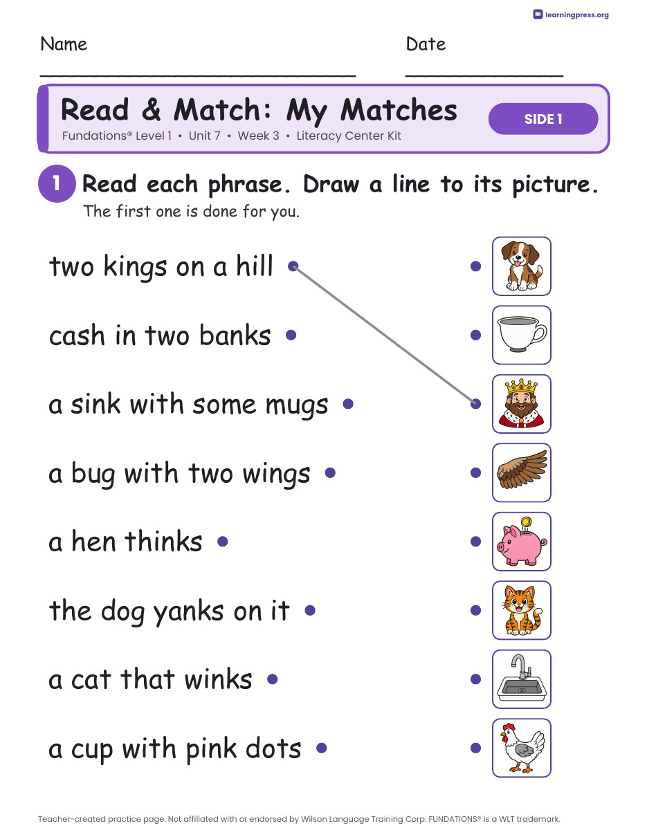 Preview page 3 of Fundations Level 1 Unit 7 Literacy Center Kits Bundle (3 Weeks)