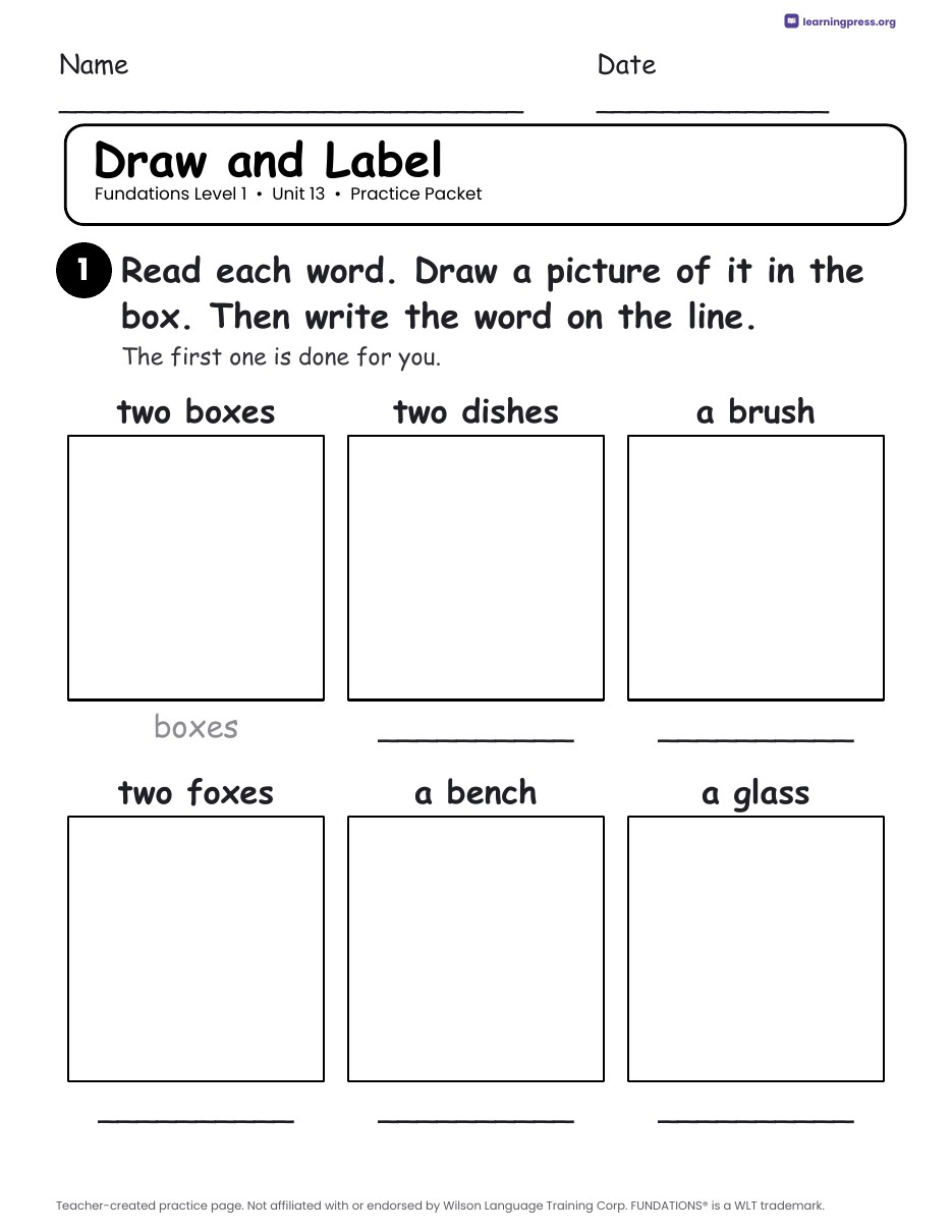 Preview page 4 of Fundations Level 1 Unit 13 Practice Packet