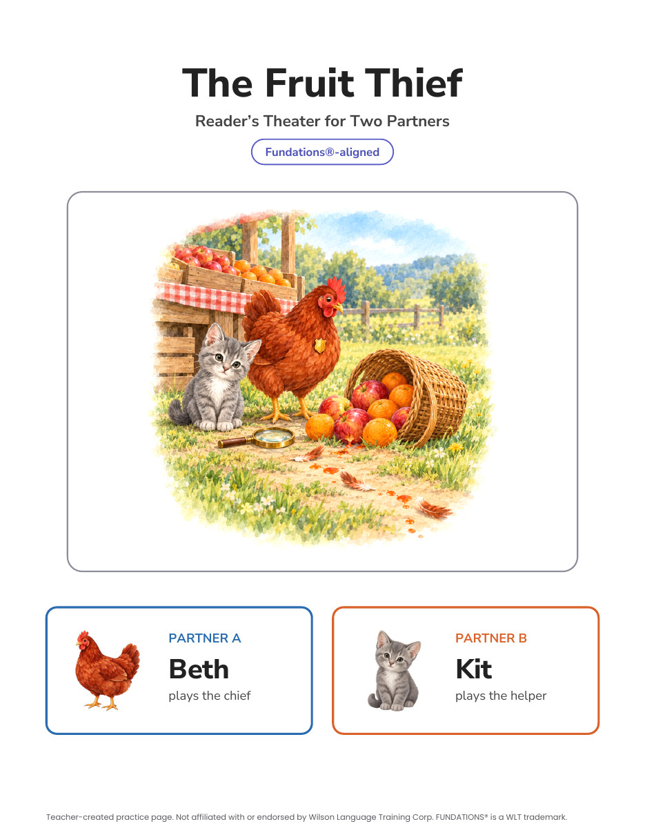 Preview page 4 of Fundations-Aligned Partner Reader's Theater · Level 3 Unit 10
