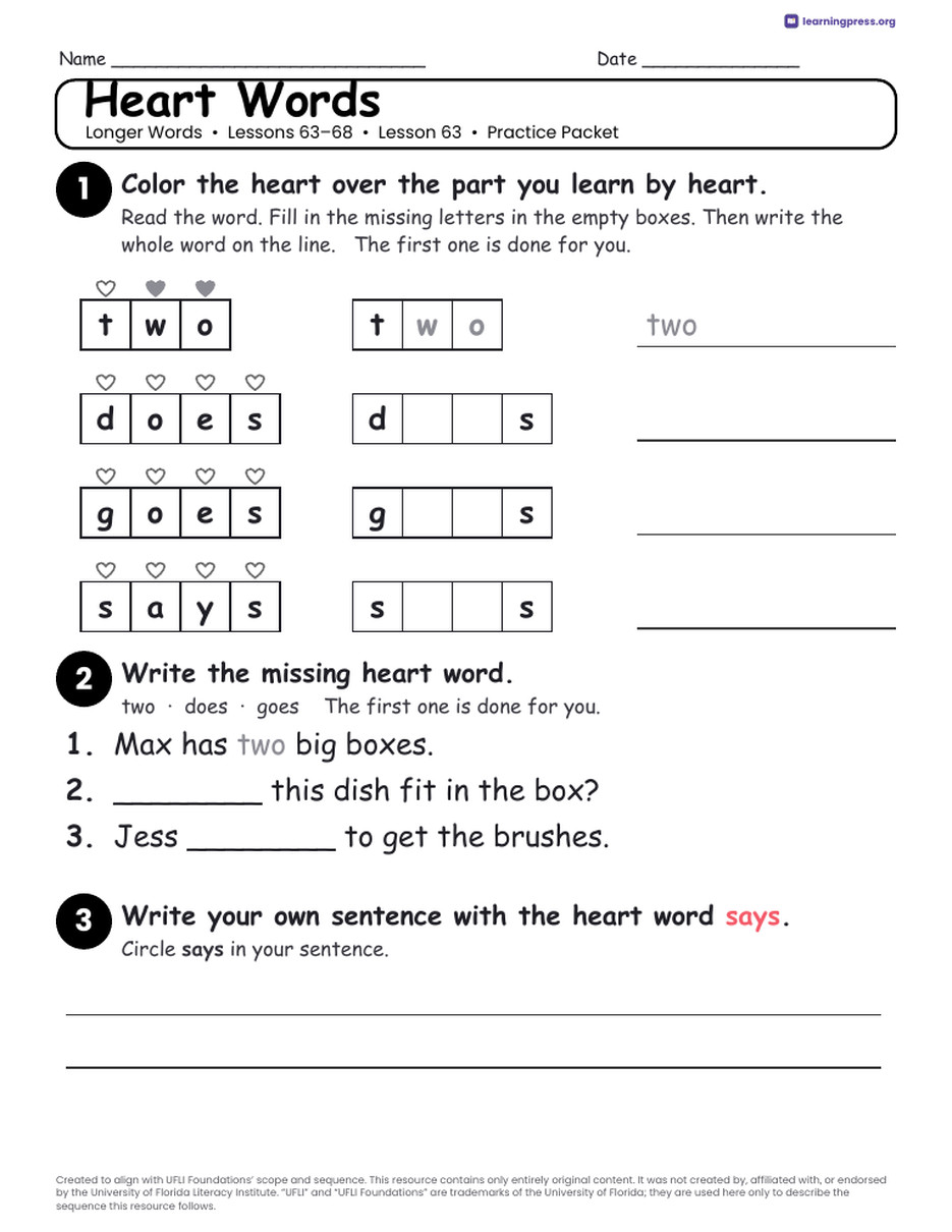 Preview page 3 of Longer Words Unit Bundle · Lessons 63–68