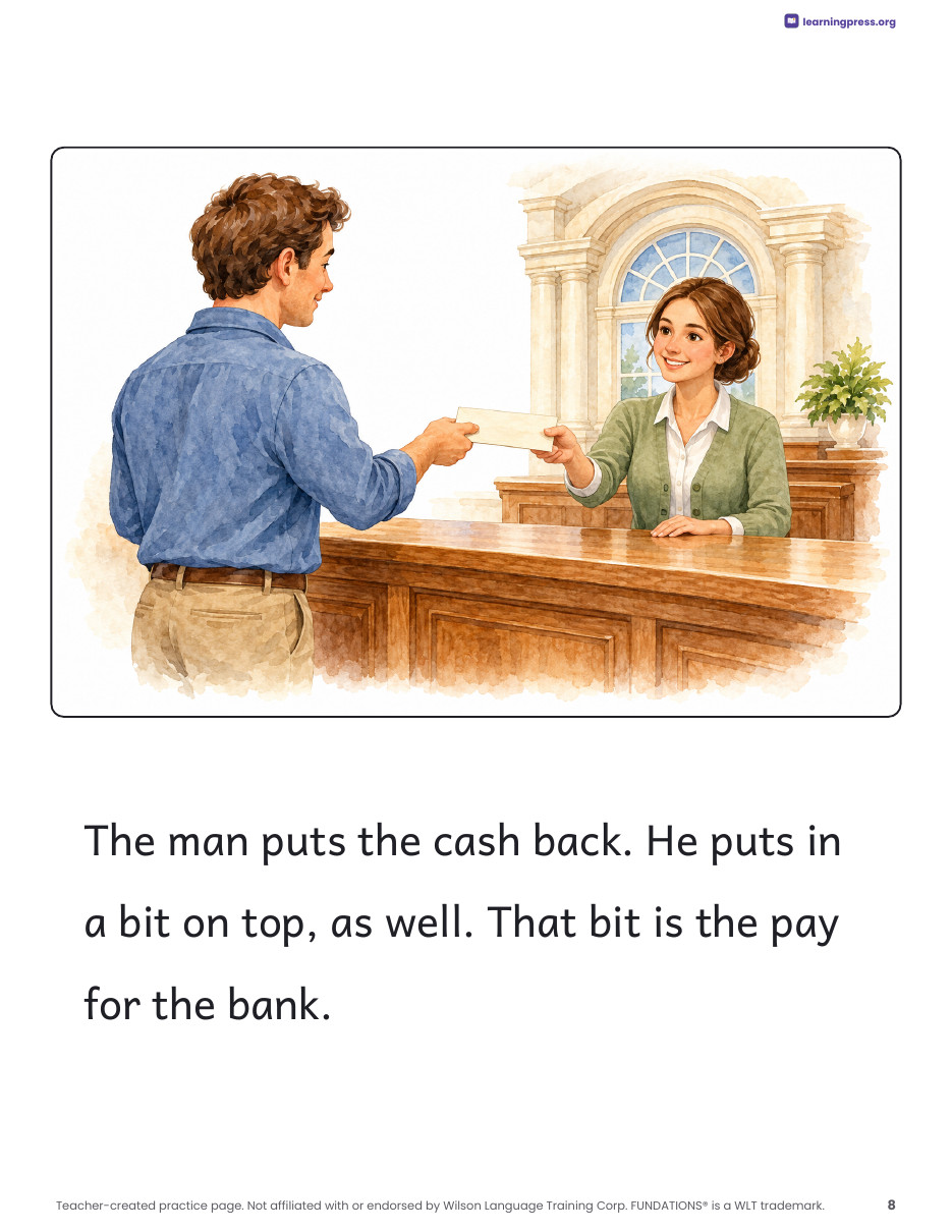 Preview page 2 of Fundations®-Aligned Decodable Nonfiction Book · Level 1 Unit 7: Banks