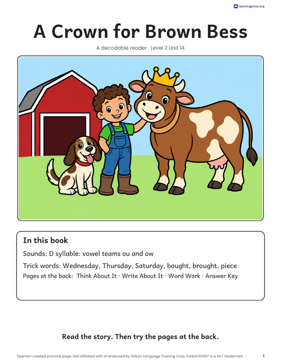 Preview page 2 of Fundations®-Aligned Decodable Reader · Level 2 Unit 14