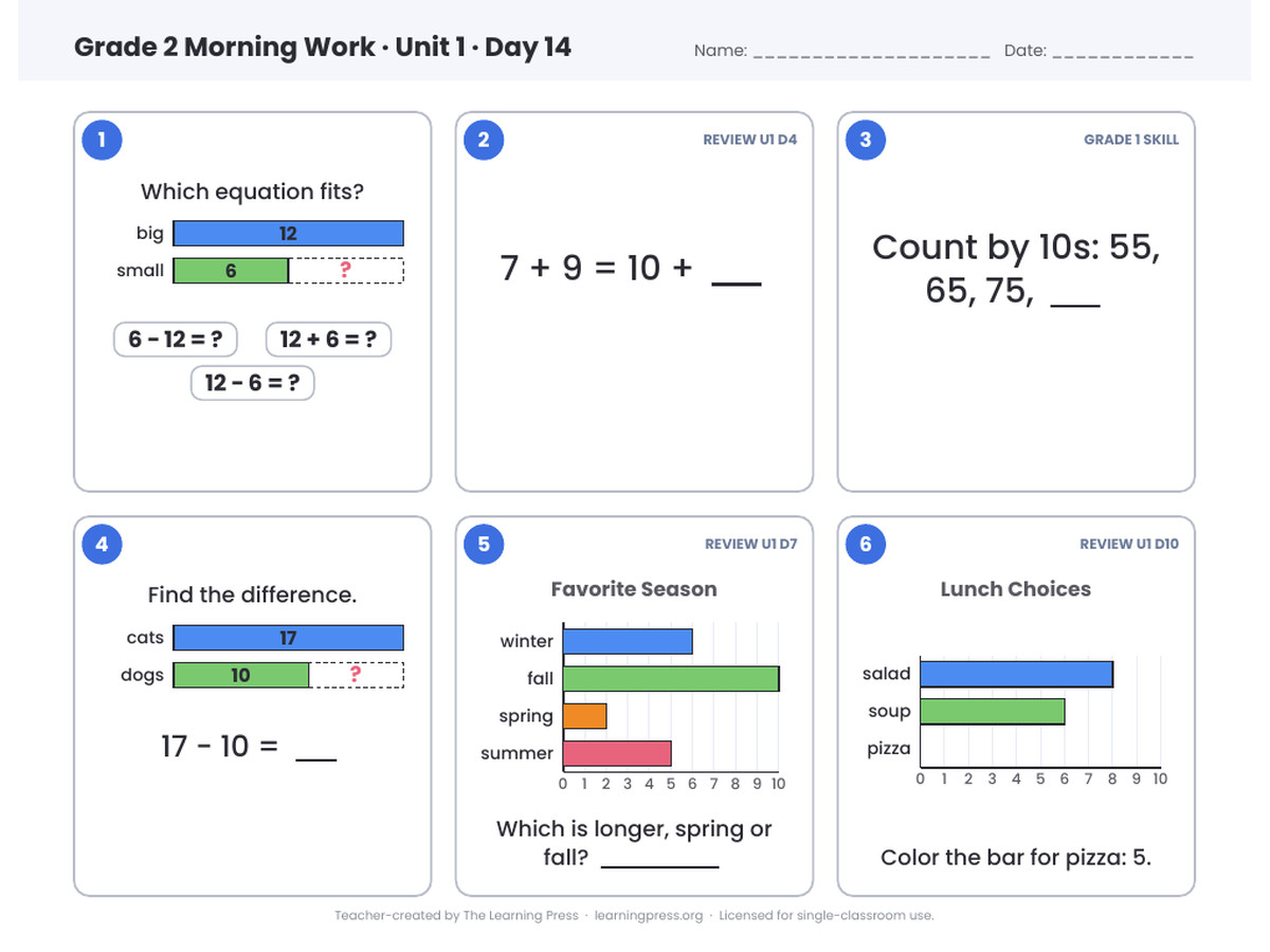 Preview page 4 of Illustrative Math (IM®) Aligned 2nd Grade Unit 1 Morning Work