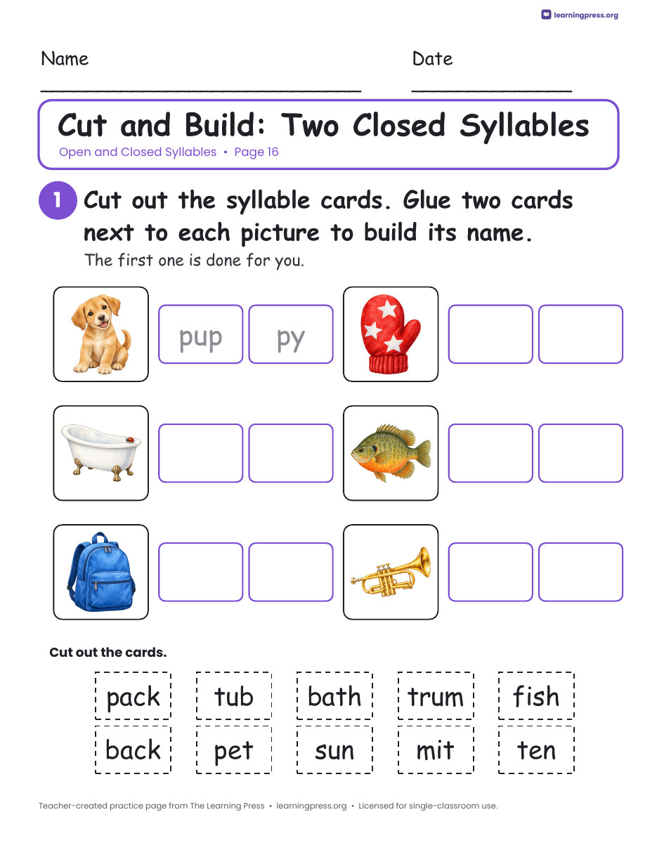 Preview page 3 of Open and Closed Syllables Worksheets, Posters & Slides | VCCV, VCV | Grades 1-3