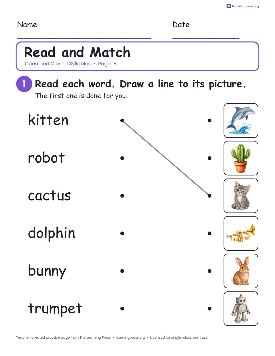 Preview page 4 of Open and Closed Syllables Worksheets, Posters & Slides | VCCV, VCV | Grades 1-3