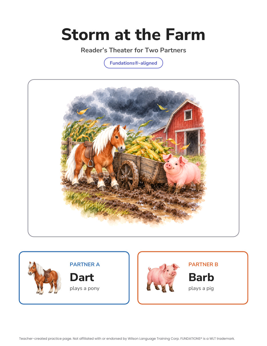 Preview page 1 of Fundations-Aligned Partner Reader's Theater · Level 2 Unit 8