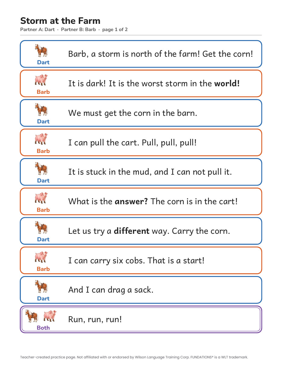 Preview page 2 of Fundations-Aligned Partner Reader's Theater · Level 2 Unit 8