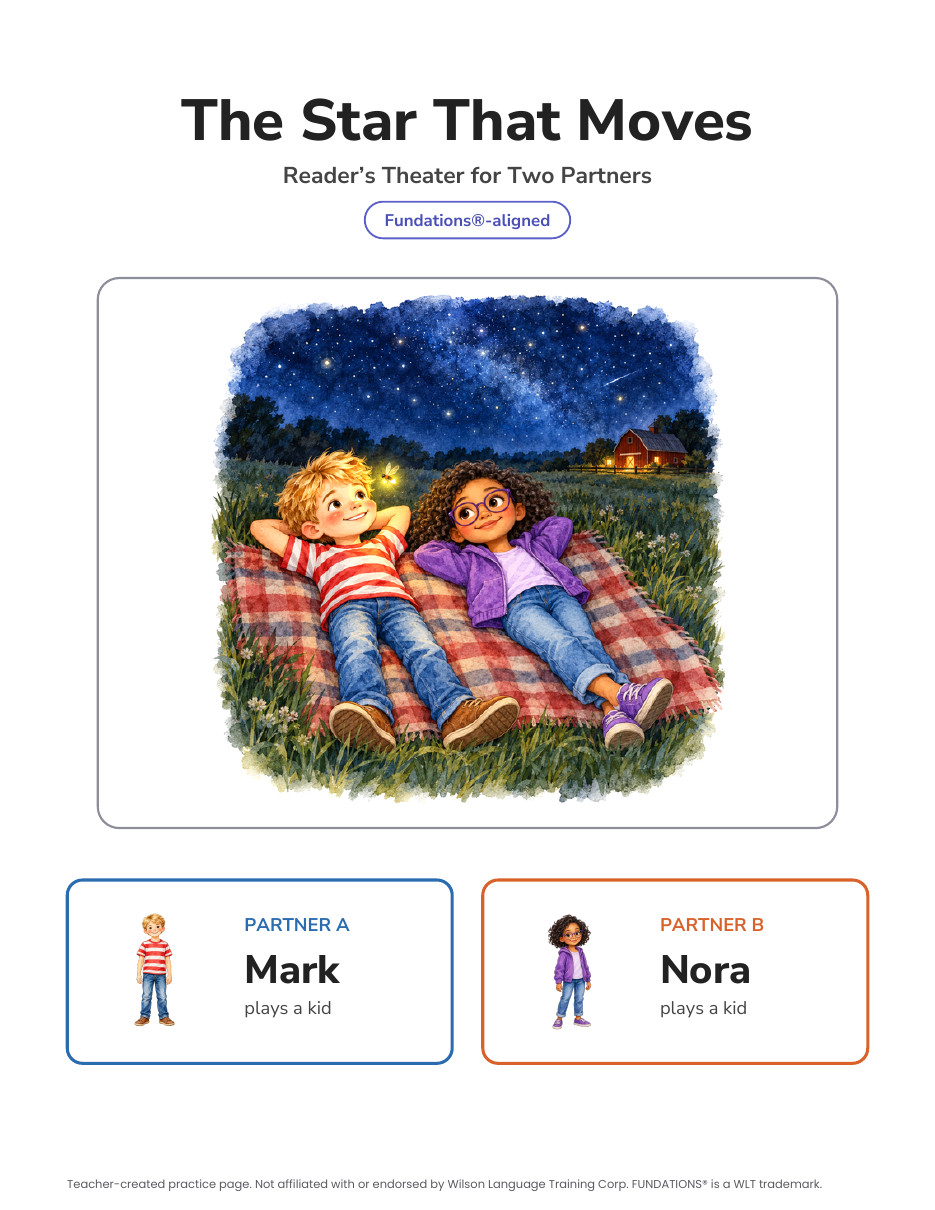 Preview page 4 of Fundations-Aligned Partner Reader's Theater · Level 2 Unit 8