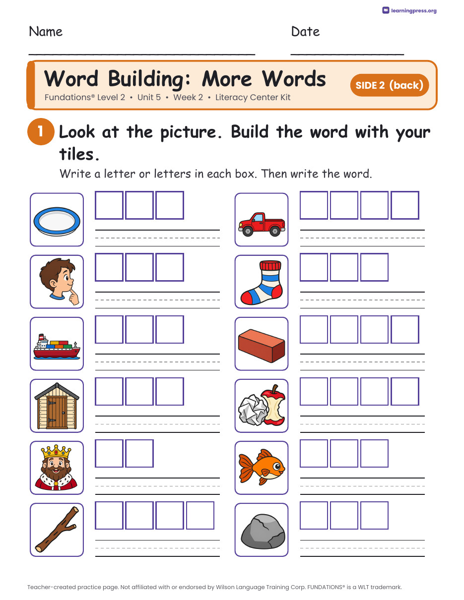 Preview page 2 of Fundations Level 2 Unit 5 Literacy Center Kits Bundle (2 Weeks)