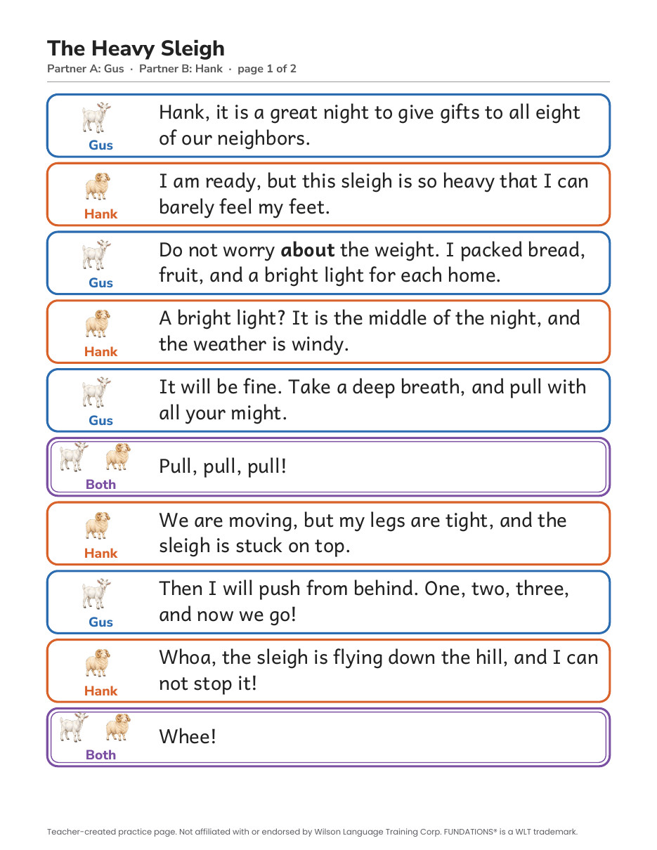Preview page 4 of Fundations-Aligned Partner Reader's Theater · Level 3 Set (Units 1–14 + Bonus)