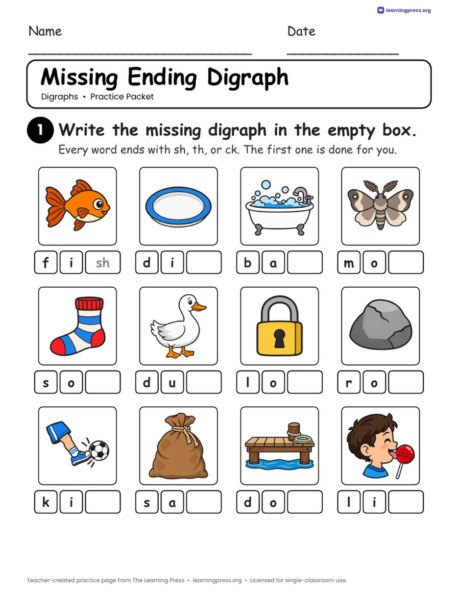 Preview page 3 of Digraphs Mega Practice Packet