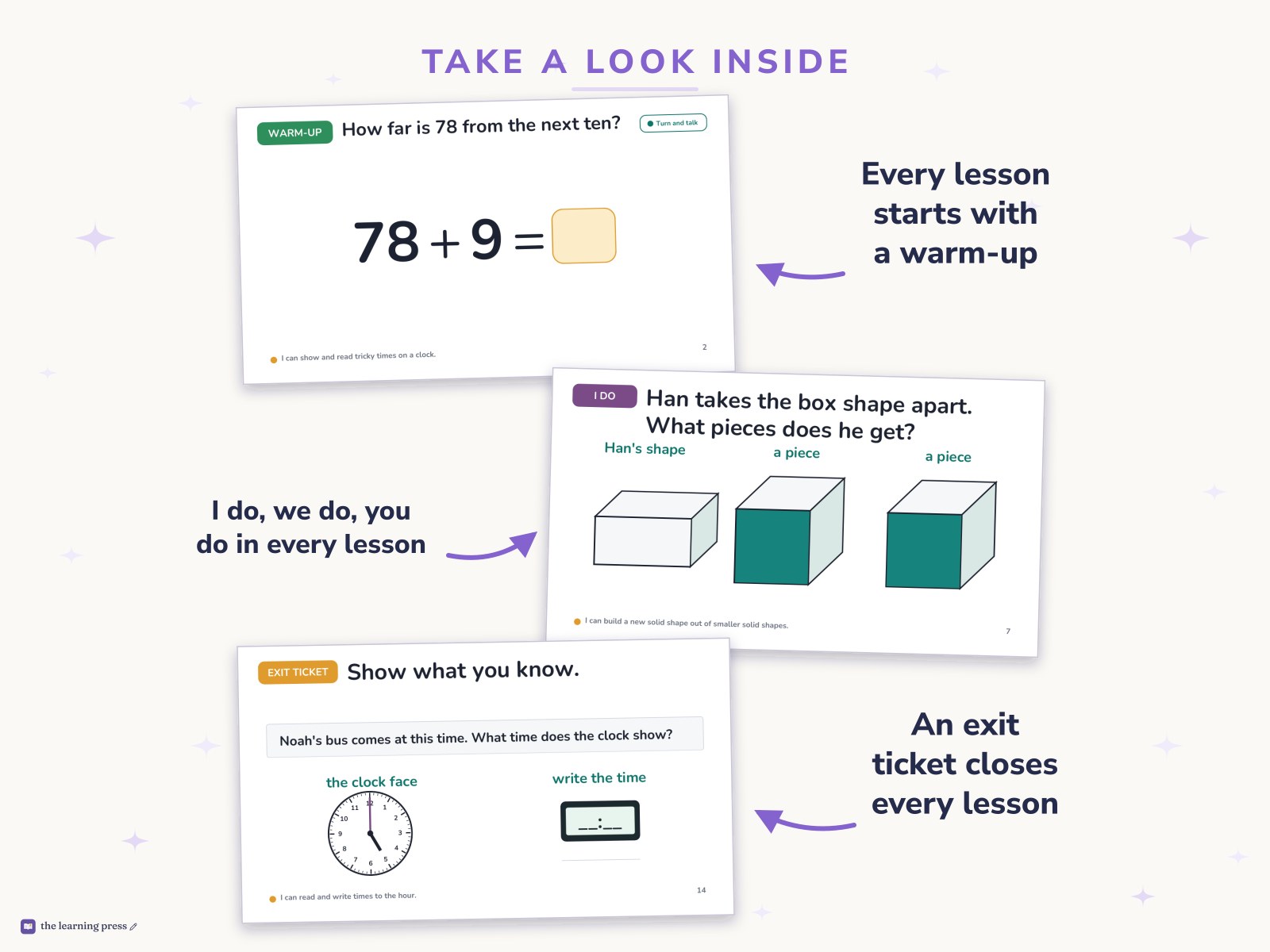 Preview page 2 of Illustrative Math (IM®) Aligned 1st Grade Unit 7 Slides: Geometry and Time