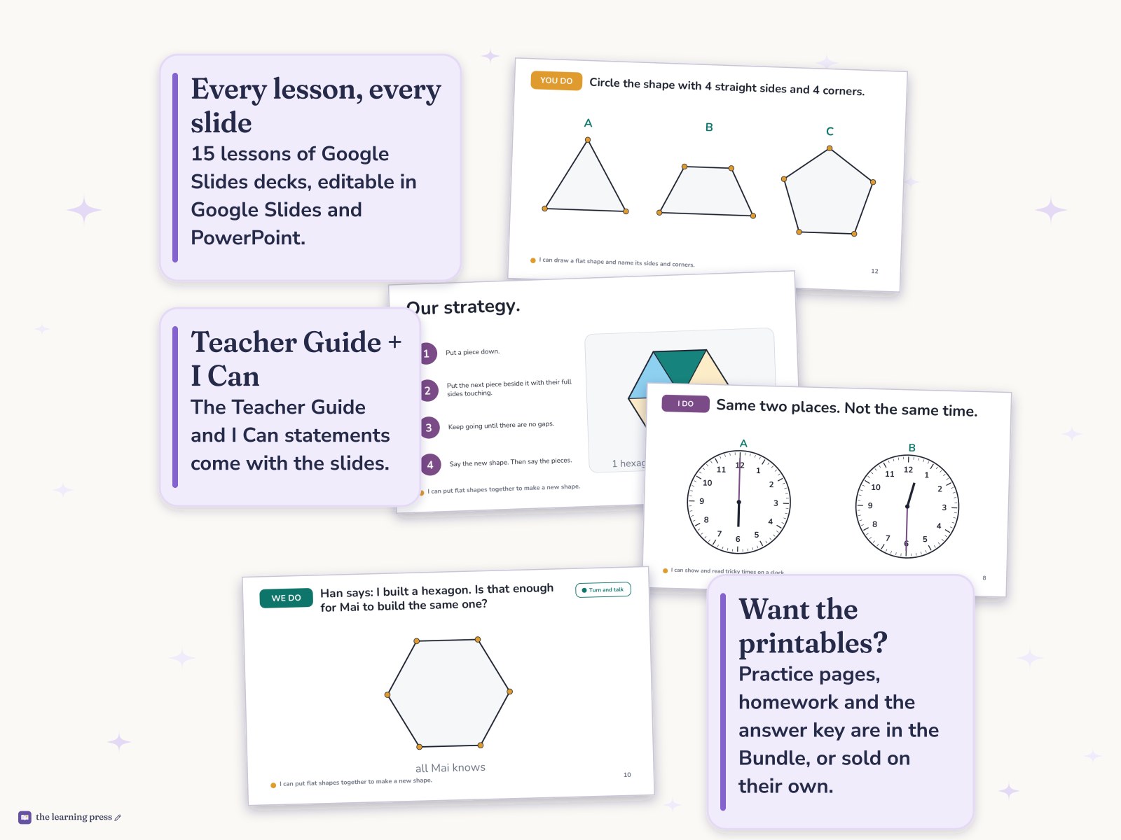 Preview page 4 of Illustrative Math (IM®) Aligned 1st Grade Unit 7 Slides: Geometry and Time