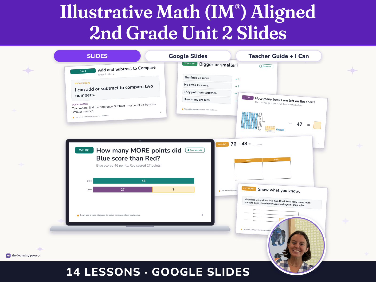 Preview page 1 of Illustrative Math (IM®) Aligned 2nd Grade Unit 2 Slides: Adding and Subtracting within 100