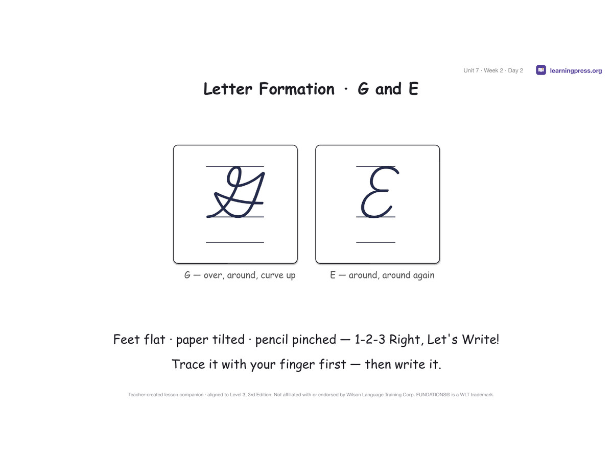 Preview page 3 of Fundations Level 3 Unit 7 Lesson Slides – 3rd Edition Aligned