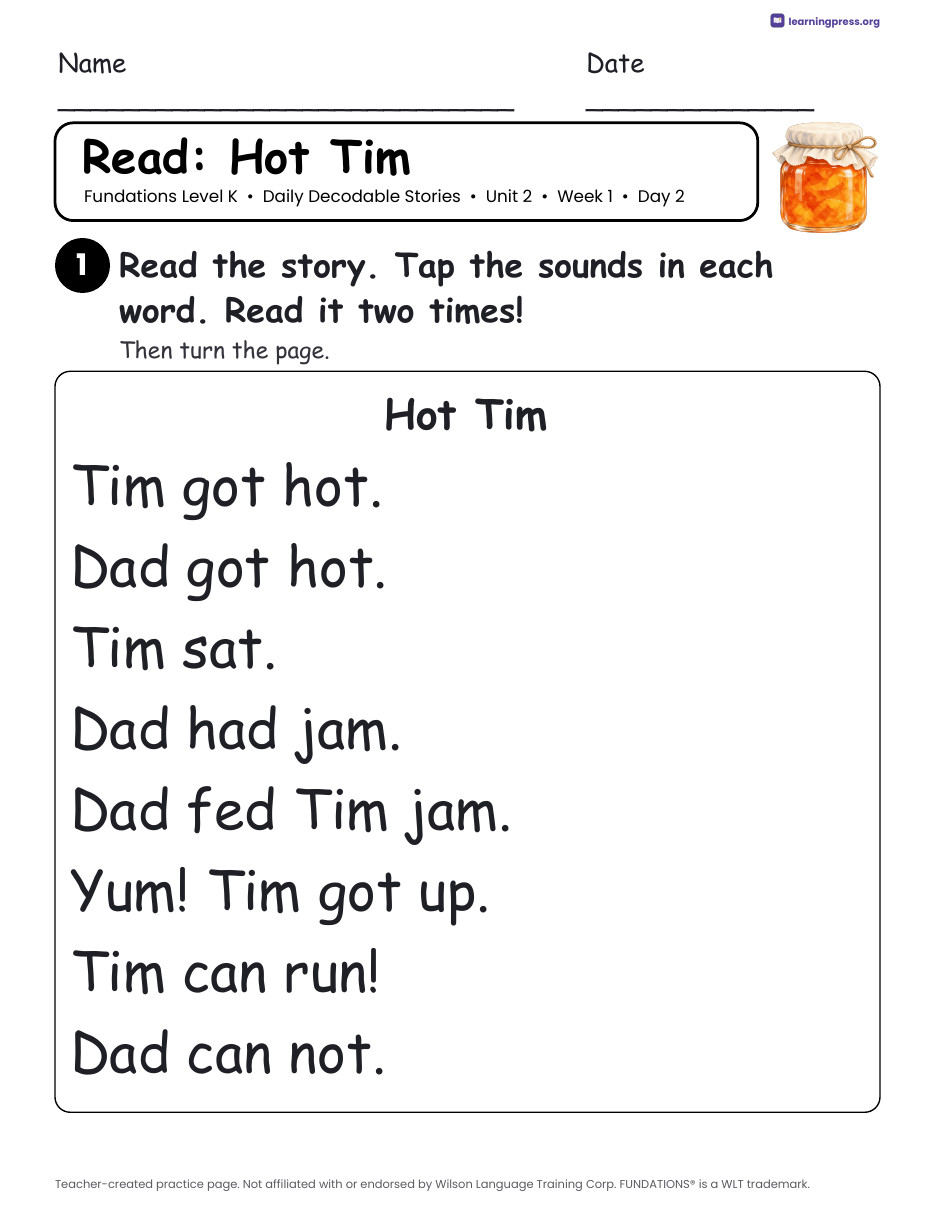 Preview page 2 of Fundations®-Aligned Kindergarten Complete Bundle + Daily Decodable Stories + Decodable Readers