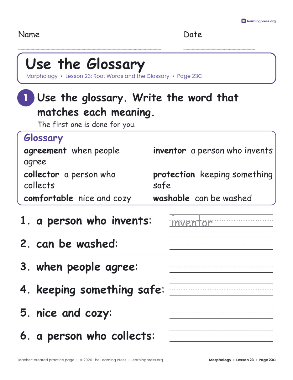 Preview page 4 of Grade 3 Morphology Unit 5: Long Words, Word Families, Roots · Slides + Pages
