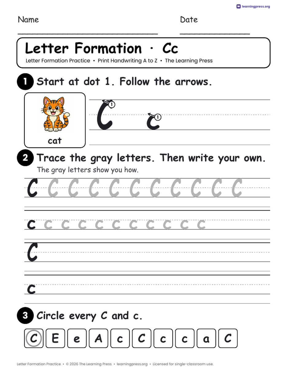 Preview page 3 of Letter Formation Practice A–Z