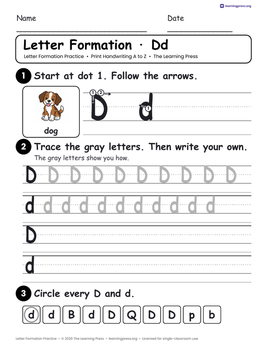 Preview page 4 of Letter Formation Practice A–Z