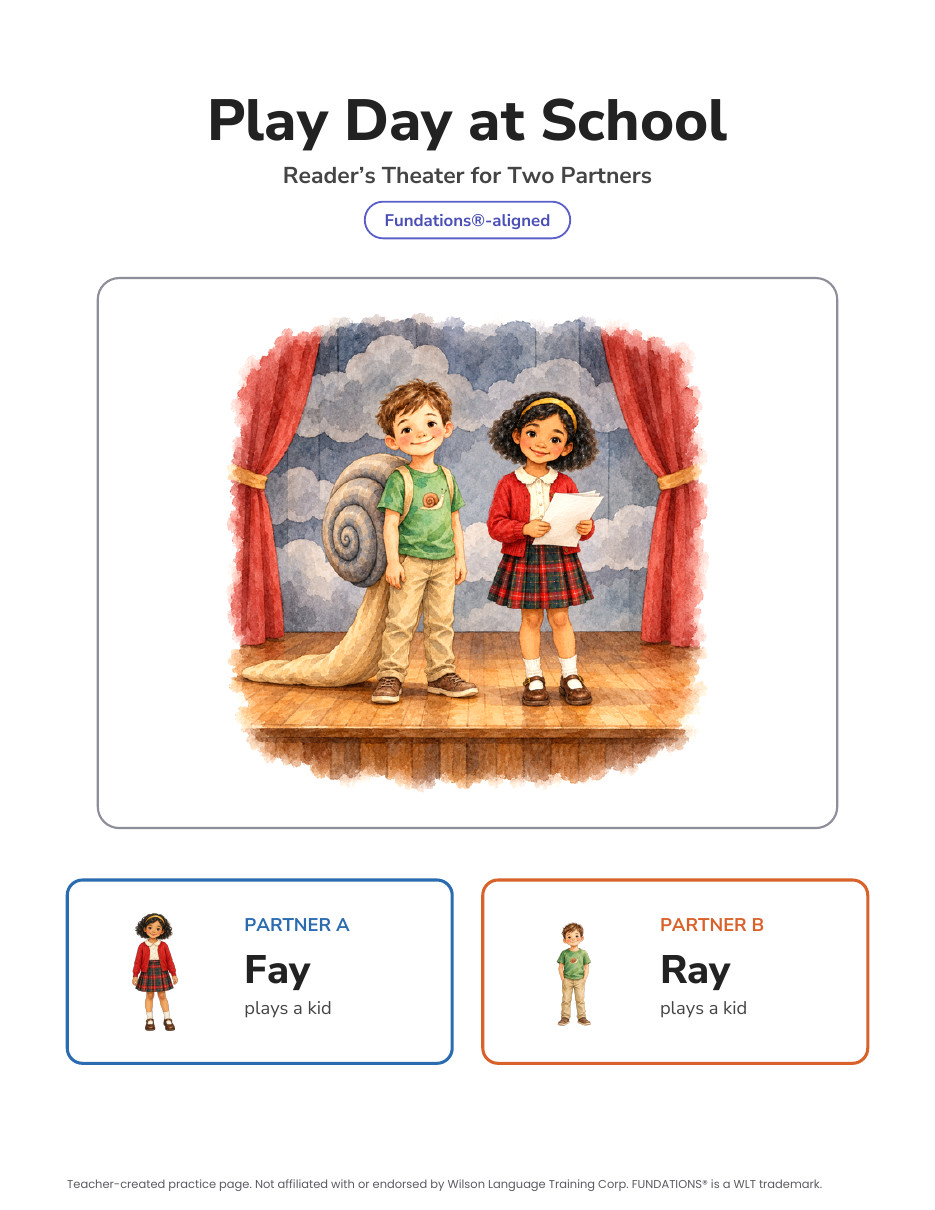 Preview page 4 of Fundations-Aligned Partner Reader's Theater · Level 2 Unit 10