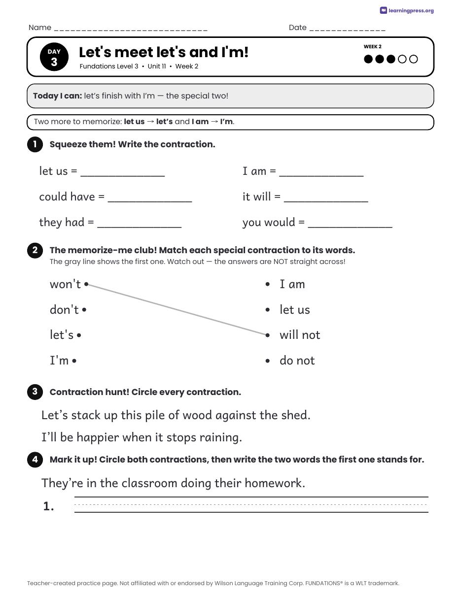Preview page 4 of Fundations Level 3 Unit 11 Daily Lesson Work Pages