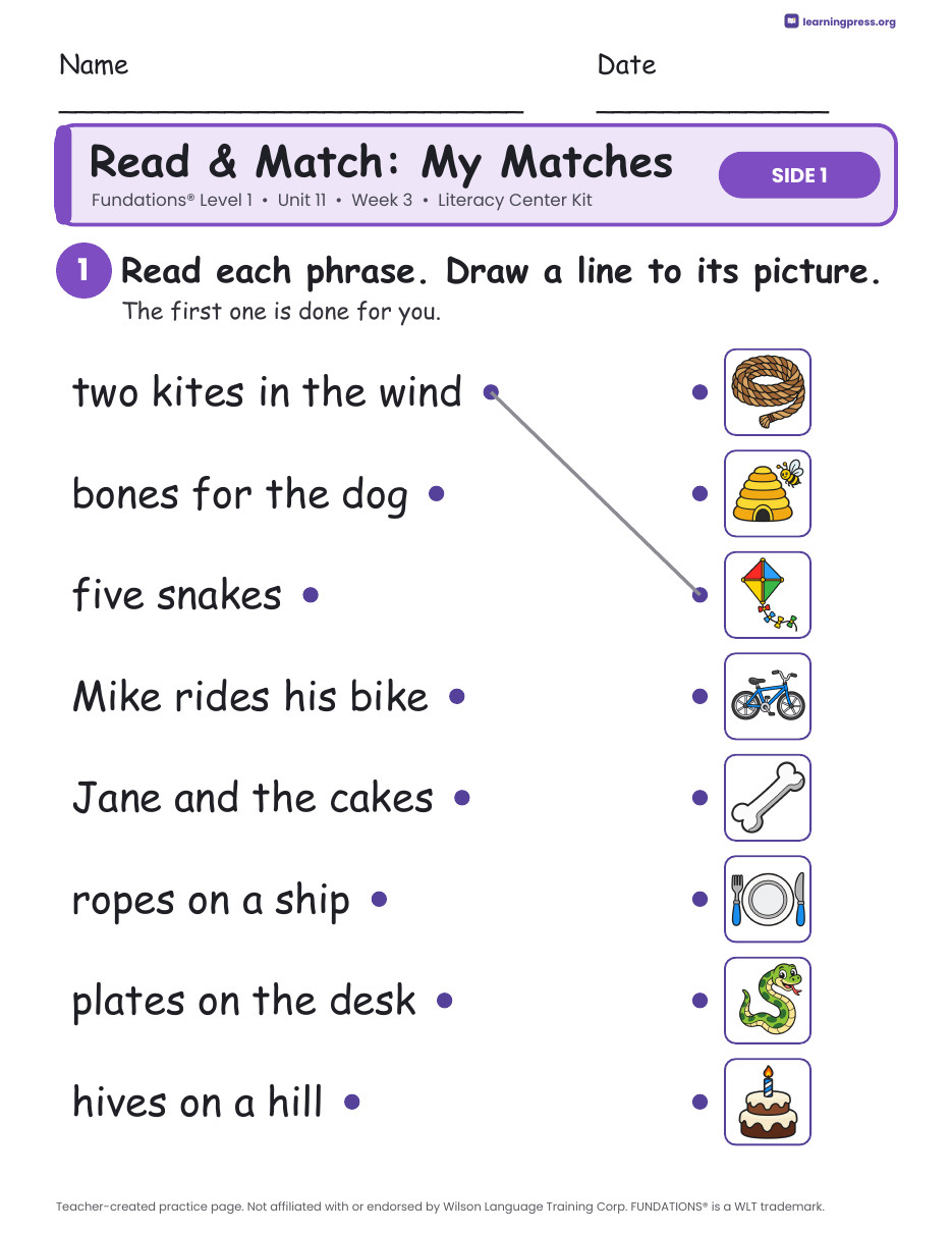 Preview page 3 of Fundations Level 1 Unit 11 Literacy Center Kits Bundle (3 Weeks)