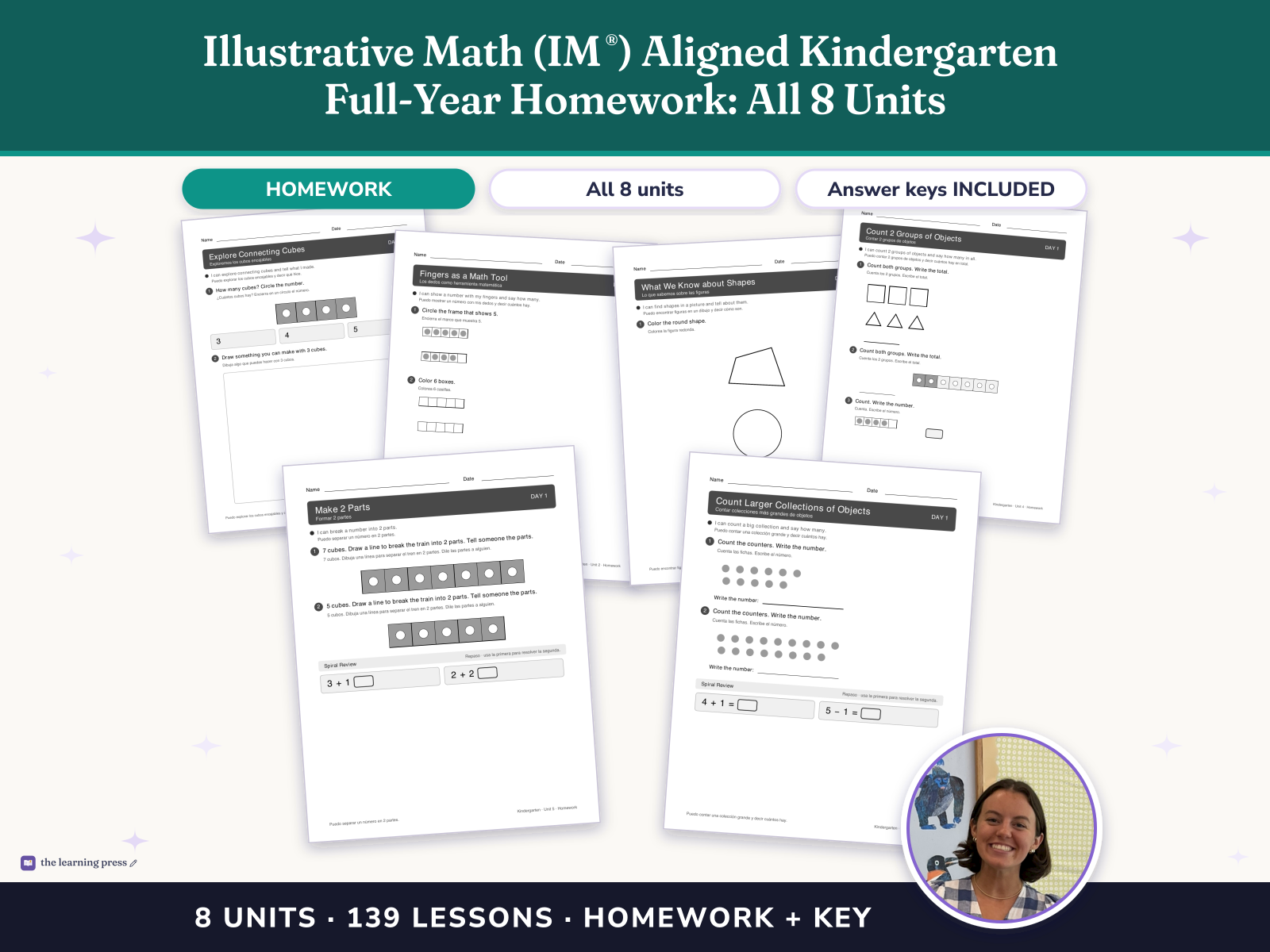 Preview page 1 of Illustrative Math (IM®) Aligned Kindergarten Full-Year Homework: All 8 Units
