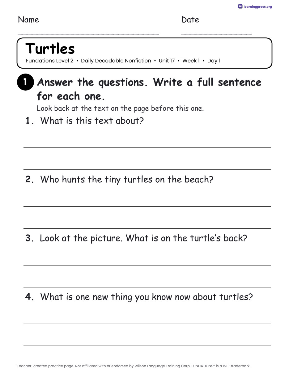 Preview page 2 of Fundations-Aligned Daily Decodable Nonfiction · Level 2 Unit 17