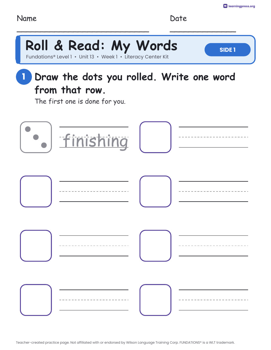 Preview page 1 of Fundations Level 1 Unit 13 Literacy Center Kits Bundle (3 Weeks)