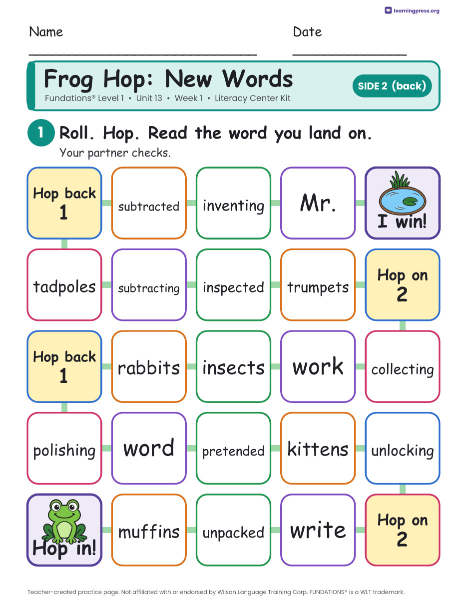 Preview page 4 of Fundations Level 1 Unit 13 Literacy Center Kits Bundle (3 Weeks)