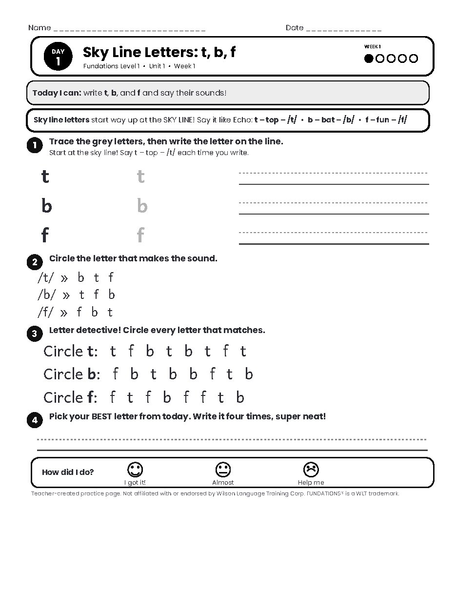 Preview page 2 of Fundations LEVEL 1 — Full-Year Bundle (Units 1–14)