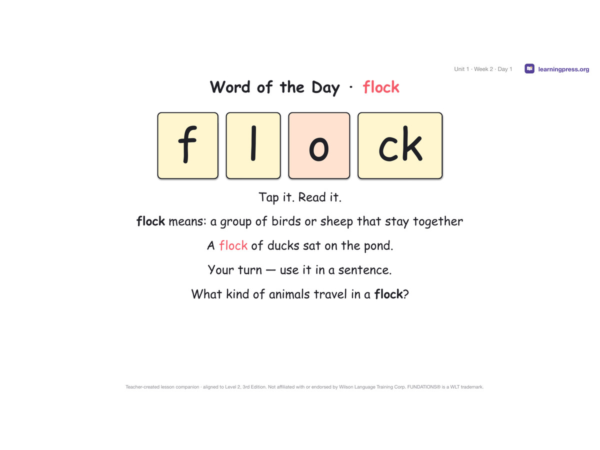 Preview page 1 of Fundations Level 2 — Full-Year Slides Bundle (All Units 1–17) (3rd Edition Aligned)
