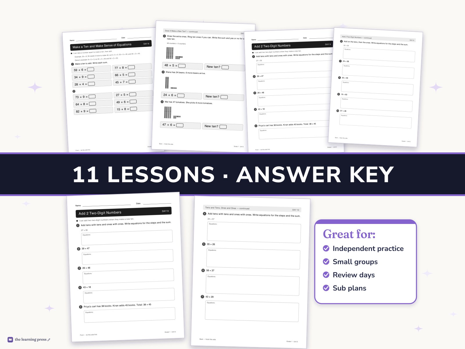 Preview page 3 of Illustrative Math (IM®) Aligned 1st Grade Unit 5 Worksheets: Adding Within 100
