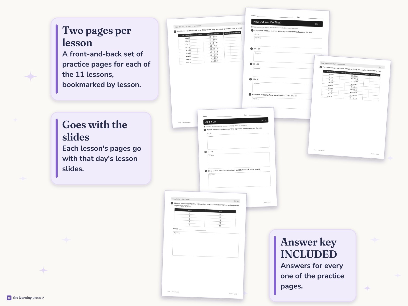 Preview page 4 of Illustrative Math (IM®) Aligned 1st Grade Unit 5 Worksheets: Adding Within 100