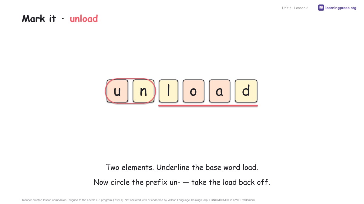 Preview page 2 of Fundations Level 4 Unit 7 Lesson Slides