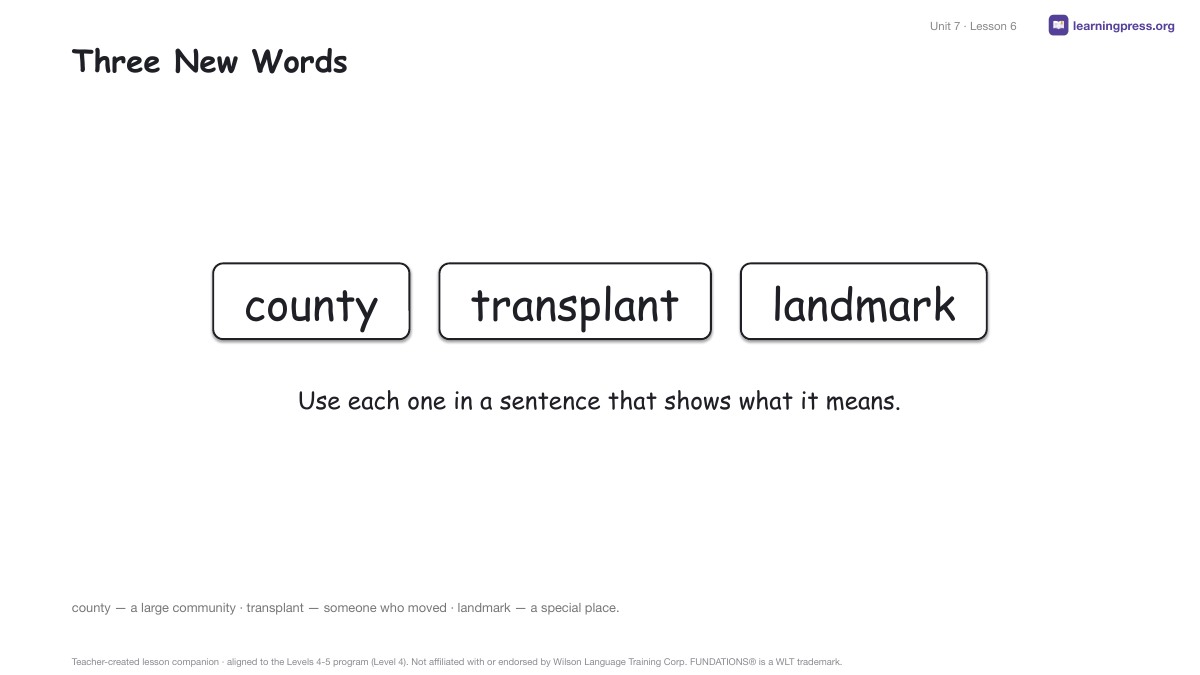 Preview page 3 of Fundations Level 4 Unit 7 Lesson Slides