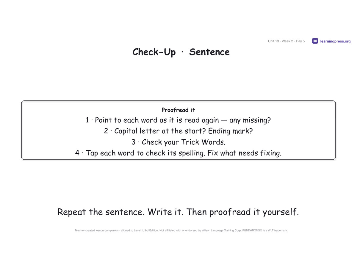 Preview page 3 of Fundations Level 1 Unit 13 Lesson Slides – 3rd Edition Aligned