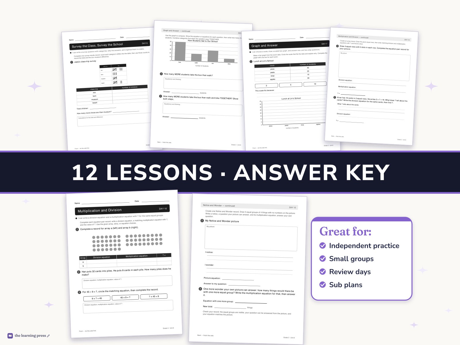 Preview page 3 of Illustrative Math (IM®) Aligned 3rd Grade Unit 8 Worksheets: Putting It All Together