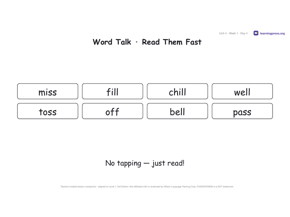 Preview page 2 of Fundations Level 1 Unit 4 Lesson Slides – 3rd Edition Aligned