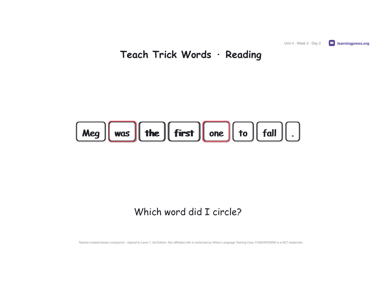 Preview page 3 of Fundations Level 1 Unit 4 Lesson Slides – 3rd Edition Aligned