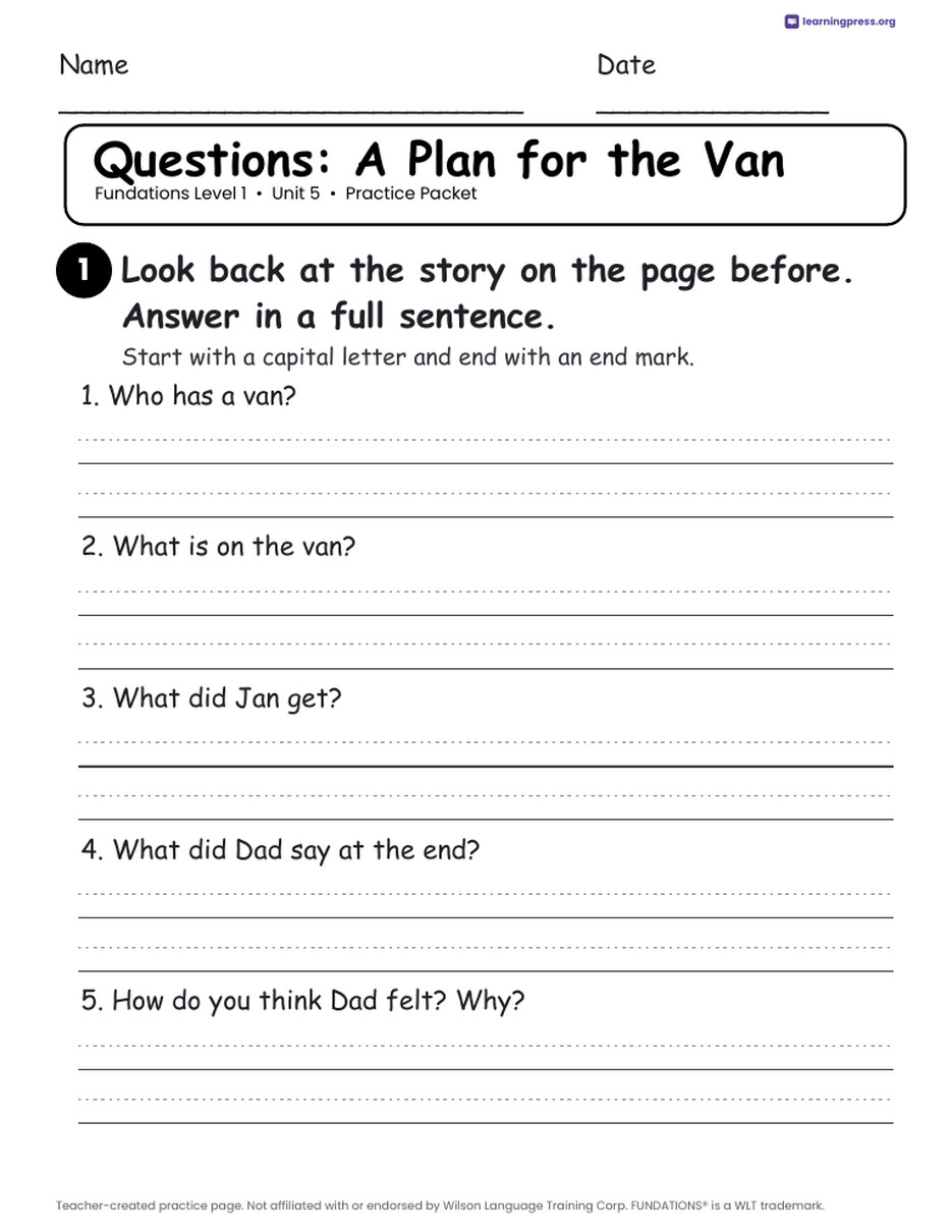 Preview page 2 of Fundations Level 1 — Full-Year Worksheets Bundle (All Units 1–14)