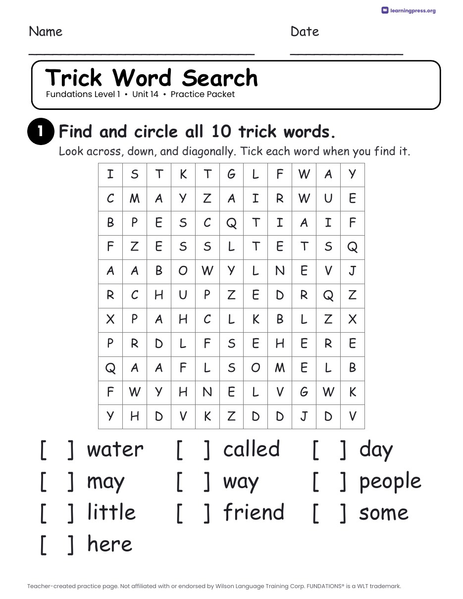 Preview page 4 of Fundations Level 1 — Full-Year Practice Packets Bundle (All Units 1–14)