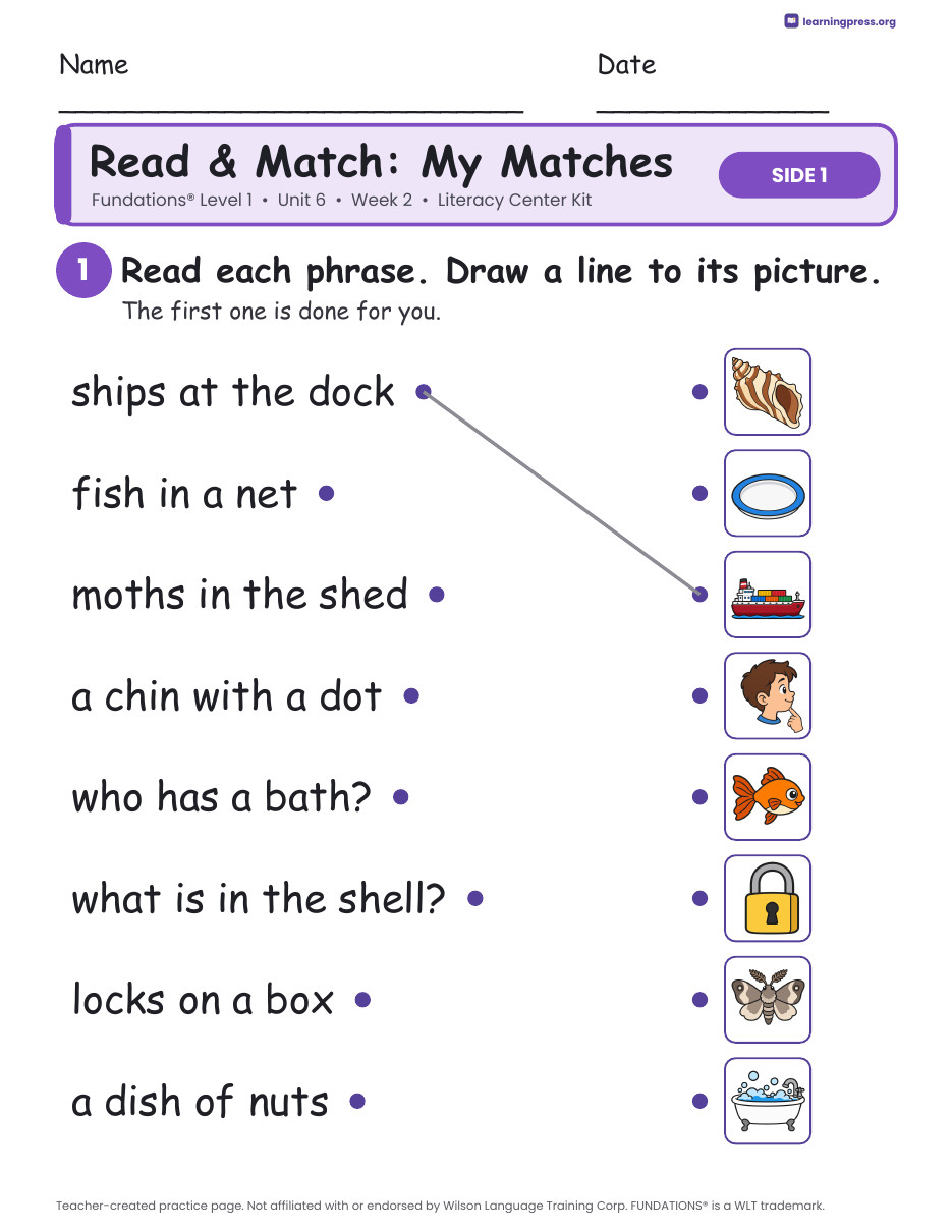 Preview page 3 of Fundations Level 1 Unit 6 Week 2 Literacy Center Kit
