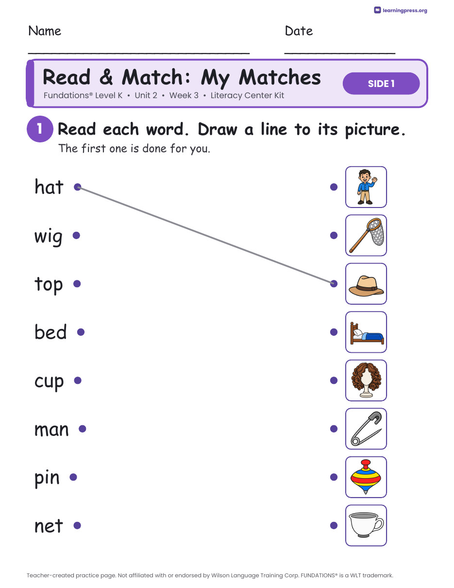 Preview page 3 of Fundations Level K Unit 2 Literacy Center Kits Bundle (4 Weeks)