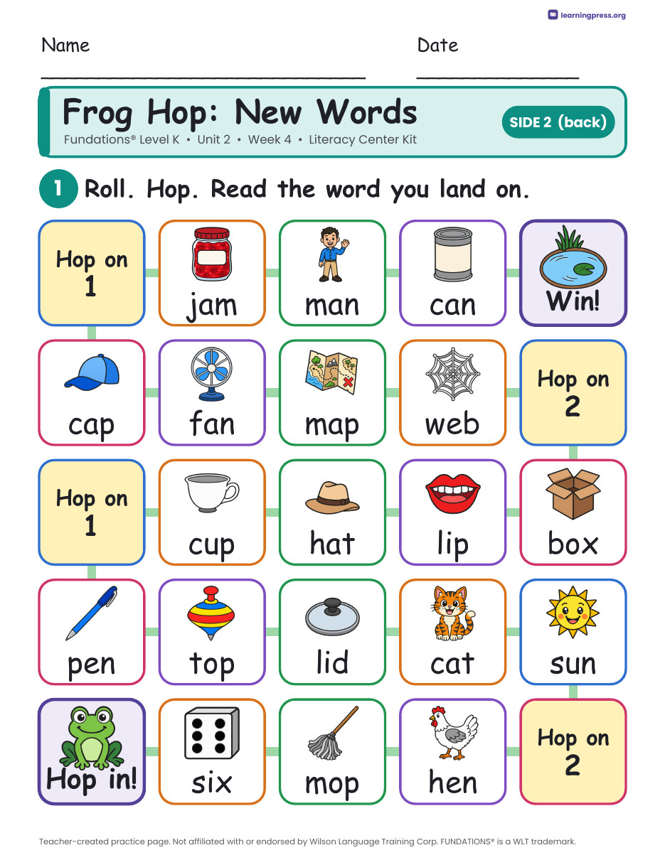 Preview page 4 of Fundations Level K Unit 2 Literacy Center Kits Bundle (4 Weeks)