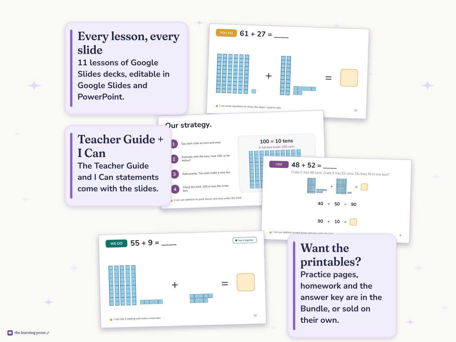 Preview page 4 of Illustrative Math (IM®) Aligned 1st Grade Unit 5 Slides: Adding Within 100