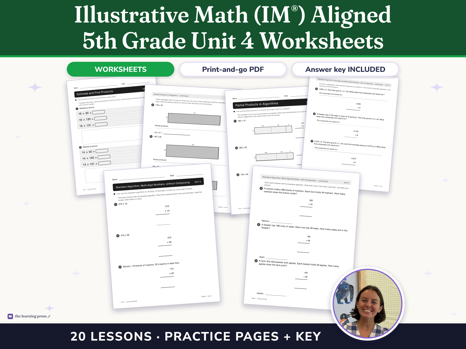 Preview page 1 of Illustrative Math (IM®) Aligned 5th Grade Unit 4 Worksheets: Wrapping Up Multiplication and Division with Multi-Digit Numbers