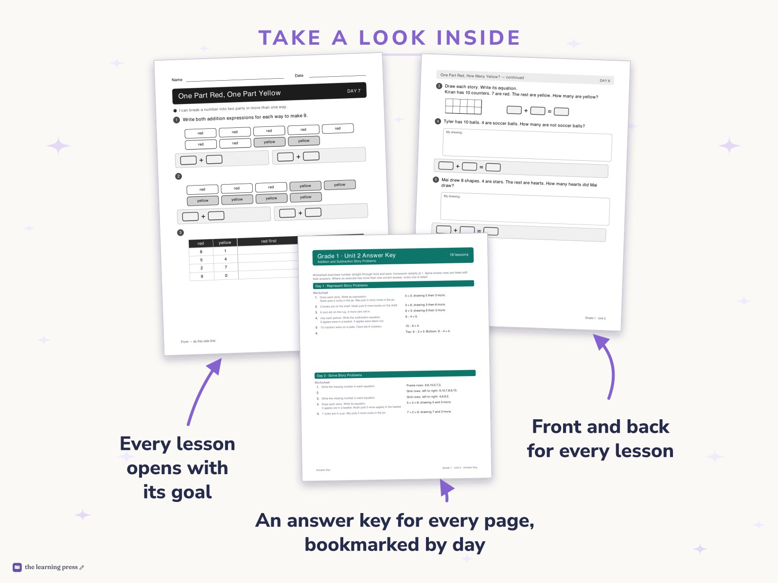 Preview page 2 of Illustrative Math (IM®) Aligned 1st Grade Unit 2 Worksheets: Addition and Subtraction Story Problems