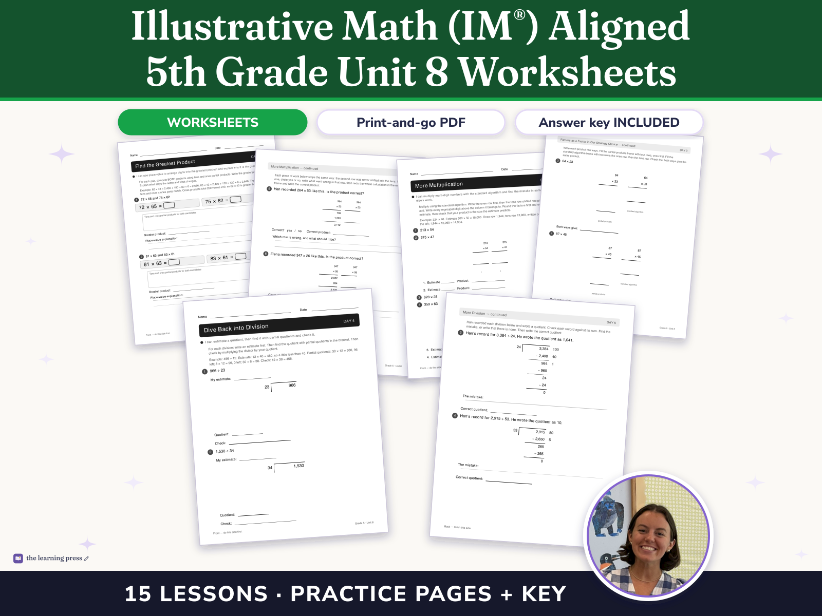 Preview page 1 of Illustrative Math (IM®) Aligned 5th Grade Unit 8 Worksheets: Putting It All Together