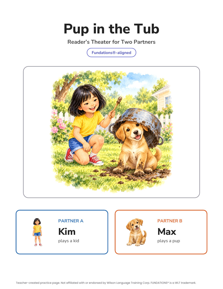 Preview page 1 of Fundations-Aligned Partner Reader's Theater · Level 1 Unit 2